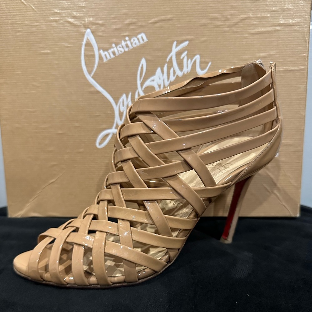 Christian Louboutin nude strappy heels